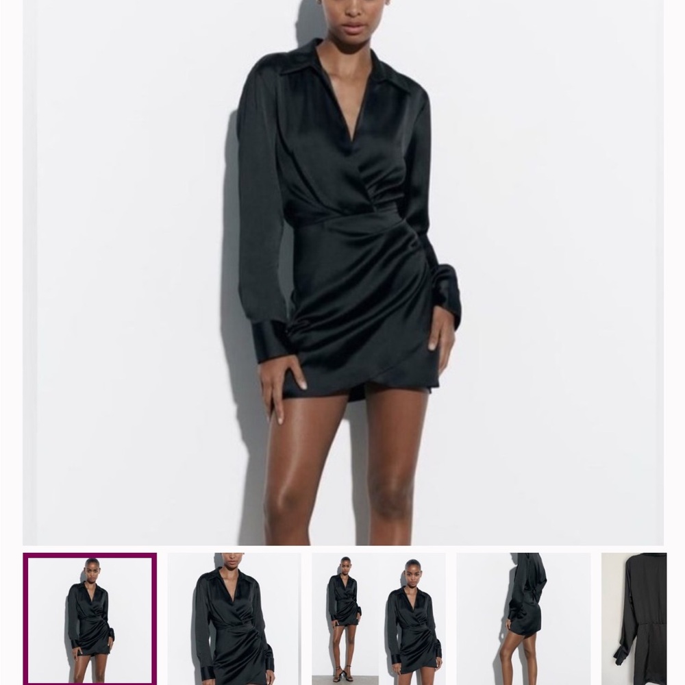 Zara Satin Effect Black Dress